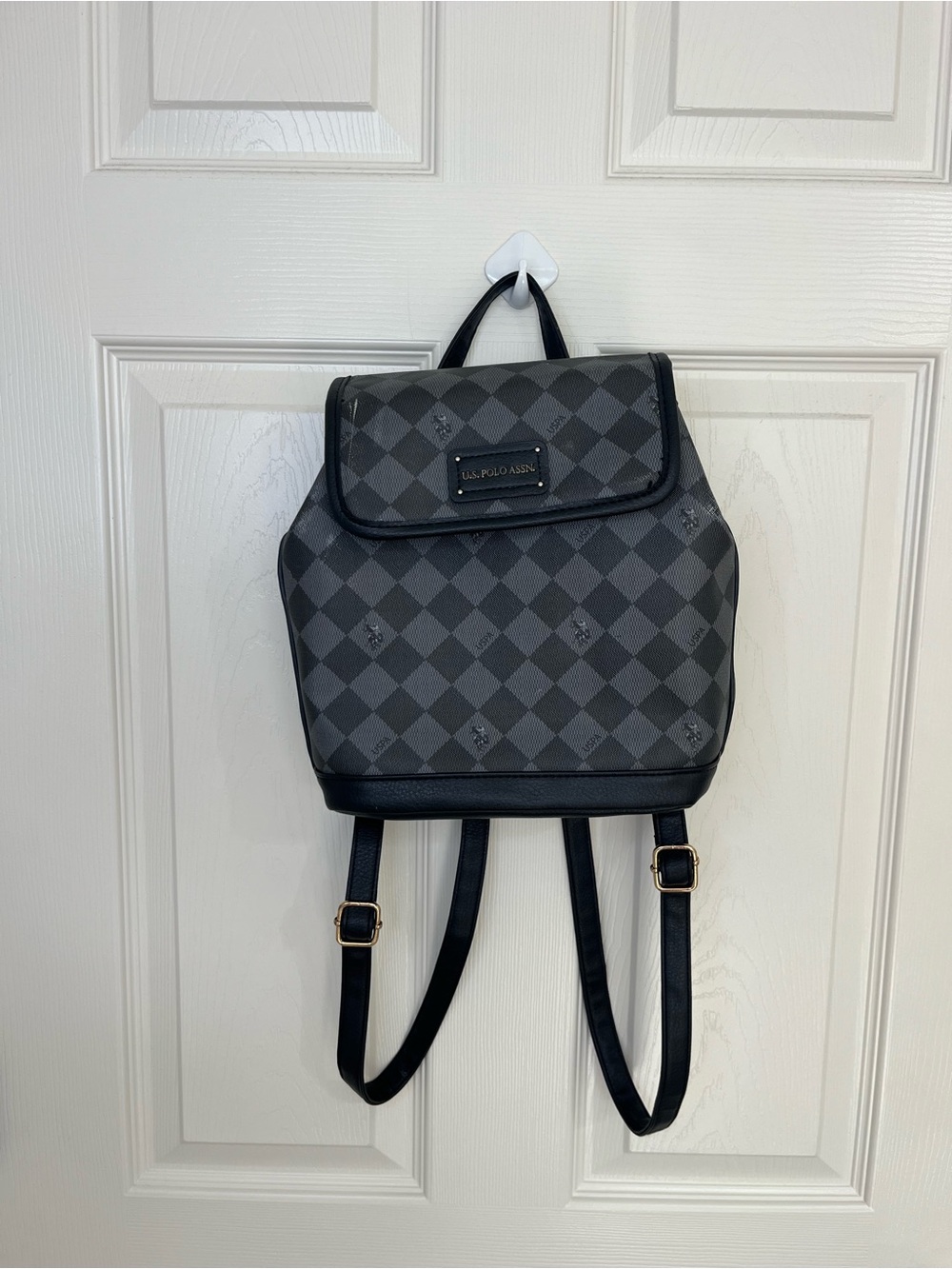 U.S. Polo Assn. Charcoal Checkered Mini Backpack